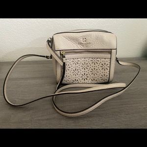 Kate Spade Cream Floral Cutout Crossbody Bag